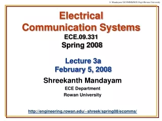Electrical  Communication Systems ECE.09.331 Spring 2008