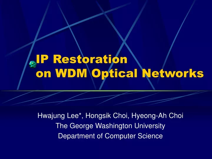 ip restoration on wdm optical networks