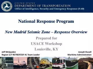 National Response Program New Madrid Seismic Zone – Response Overview