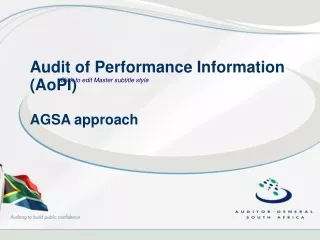 Audit of Performance Information (AoPI) AGSA approach