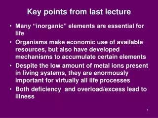 Key points from last lecture