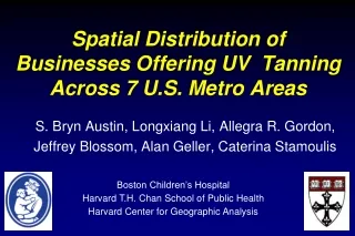 Spatial Distribution of Businesses Offering UV  Tanning Across 7 U.S. Metro Areas