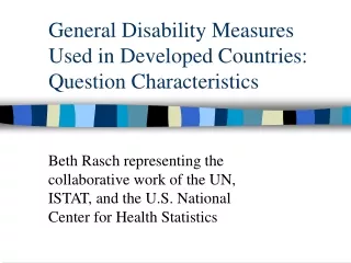 General Disability Measures Used in Developed Countries: Question Characteristics