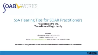 SSA Hearing Tips for  SOAR Practitioners