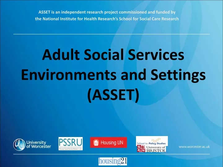 adult social services environments and settings asset