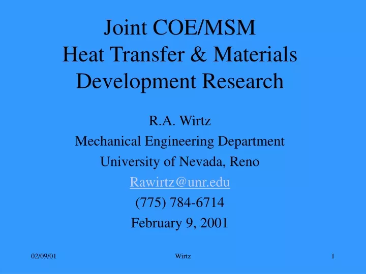 joint coe msm heat transfer materials development research