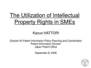 The Utilization of Intellectual Property Rights in SMEs