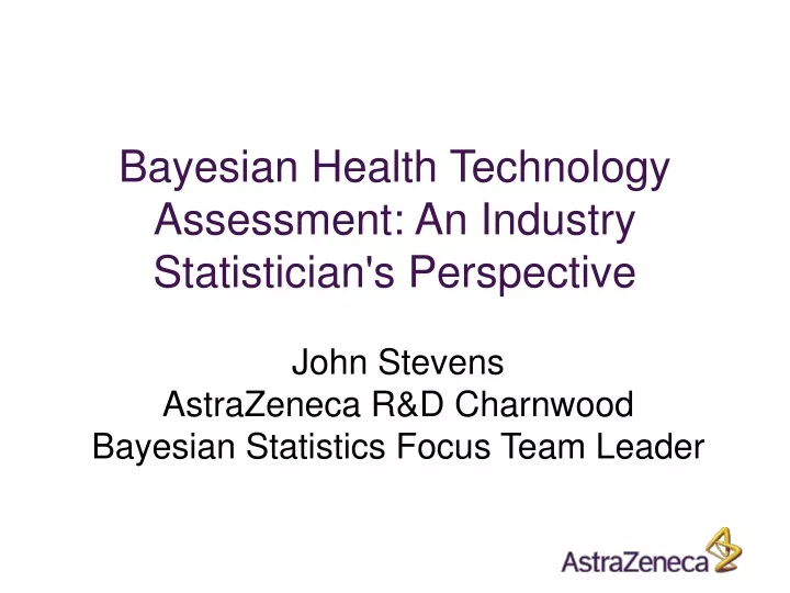 bayesian health technology assessment an industry statistician s perspective