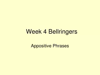 Week 4 Bellringers