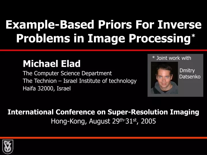 example based priors for inverse problems in image processing
