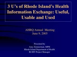 AHRQ Annual  Meeting  June 9, 2005