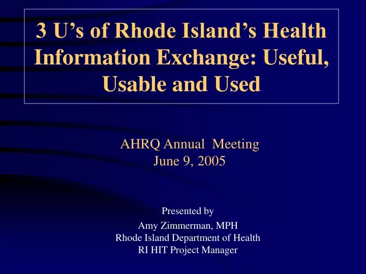 ahrq annual meeting june 9 2005