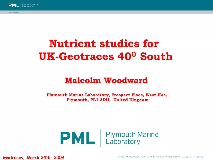 nutrient studies for uk geotraces 40 0 south
