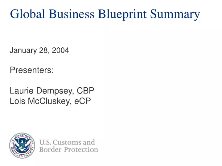 global business blueprint summary