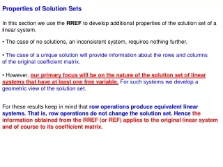 Properties of Solution Sets