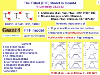 The Fritiof (FTF) Model in Geant4 V. Uzhinsky, 23.04.13