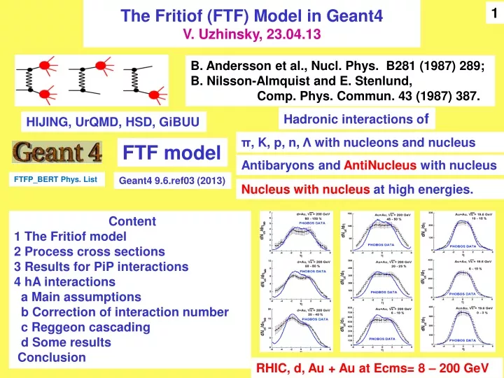 the fritiof ftf model in geant4 v uzhinsky