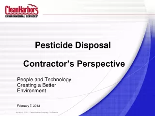 Pesticide Disposal  Contractor’s Perspective