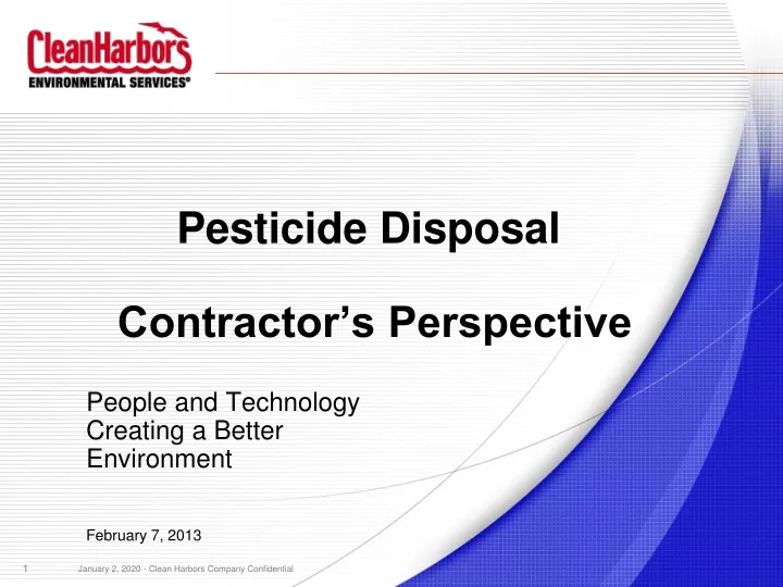 pesticide disposal contractor s perspective