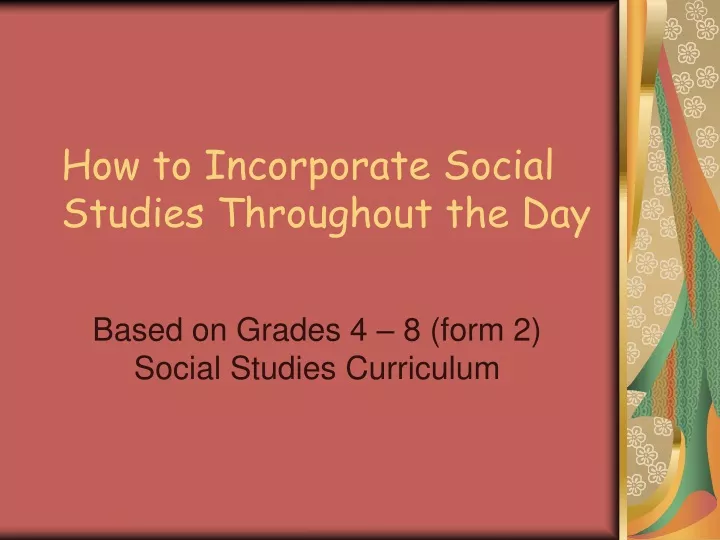 how to incorporate social studies throughout the day