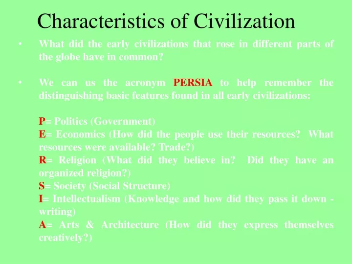 characteristics of civilization