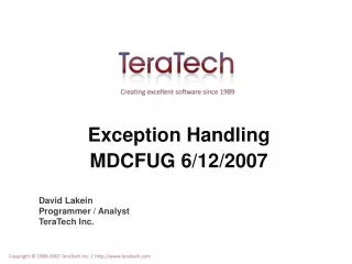 Exception Handling MDCFUG  6 / 12 /2007