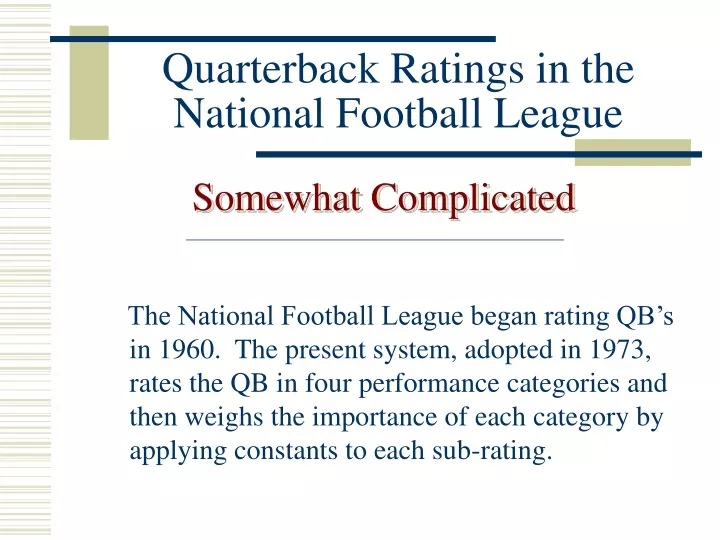 quarterback ratings in the national football league