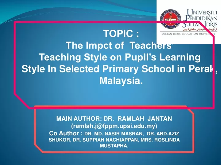 topic the impct of teachers teaching style