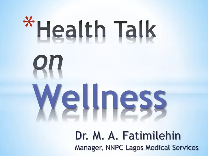 health talk on wellness