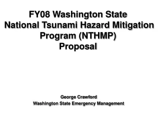 FY08 Washington State  National Tsunami Hazard Mitigation Program (NTHMP) Proposal