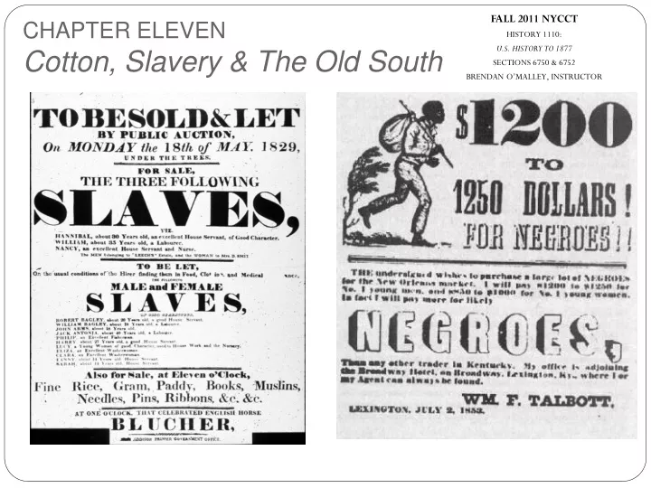 chapter eleven cotton slavery the old south