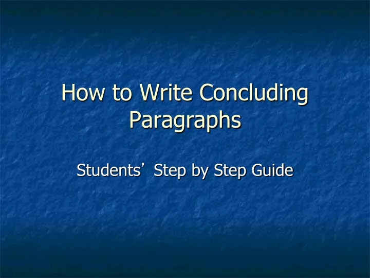 how to write concluding paragraphs