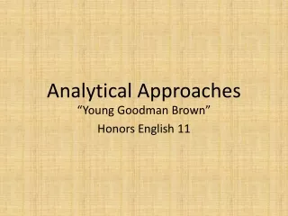 Analytical Approaches