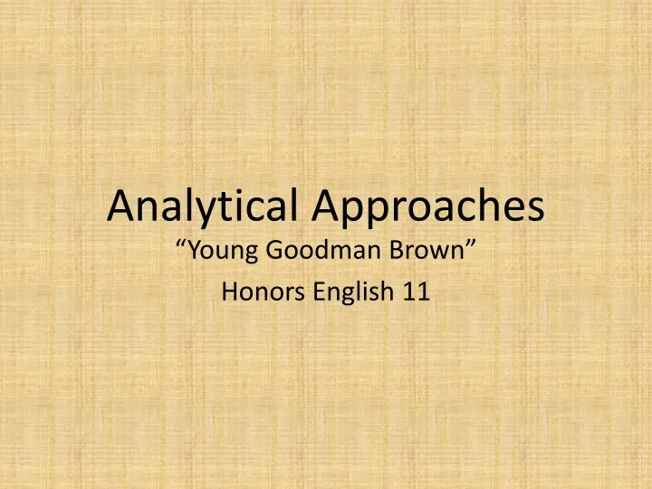 analytical approaches