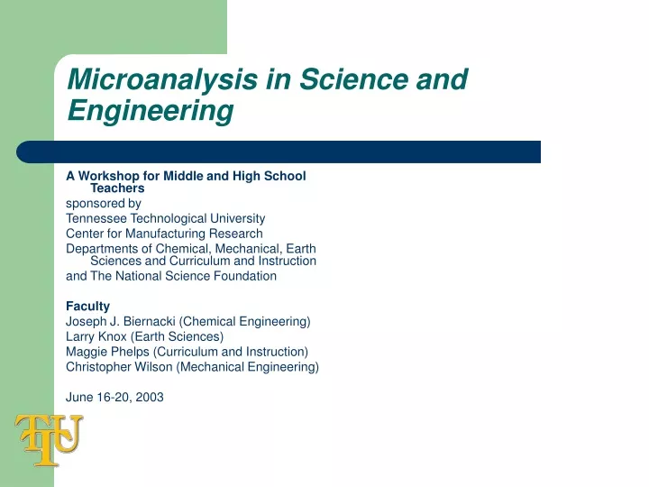 microanalysis in science and engineering