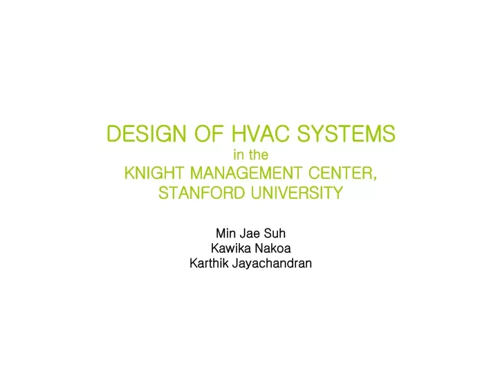 design of hvac systems in the knight management