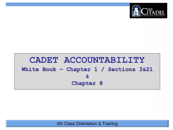 cadet accountability white book chapter 1 sections 3 21 chapter 8