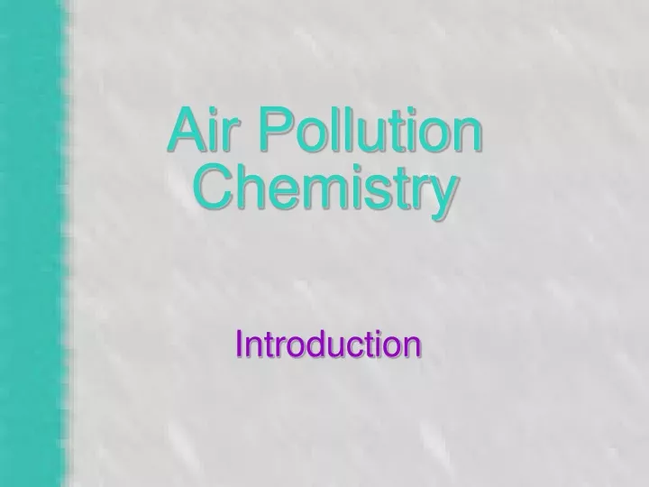 air pollution chemistry