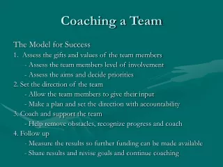 Coaching a Team