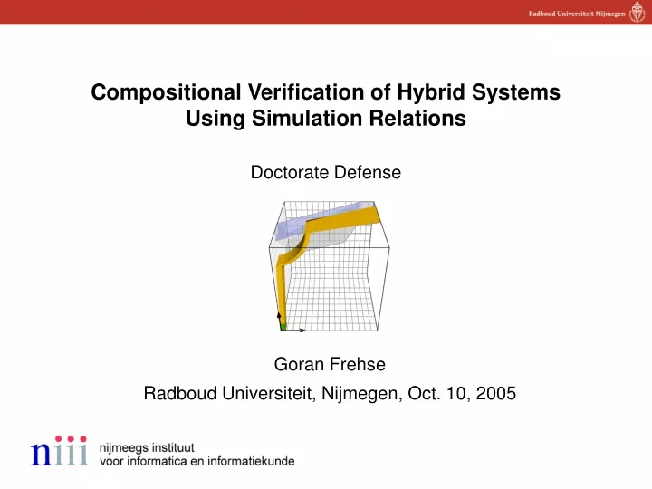 compositional verification of hybrid systems using simulation relations doctorate defense