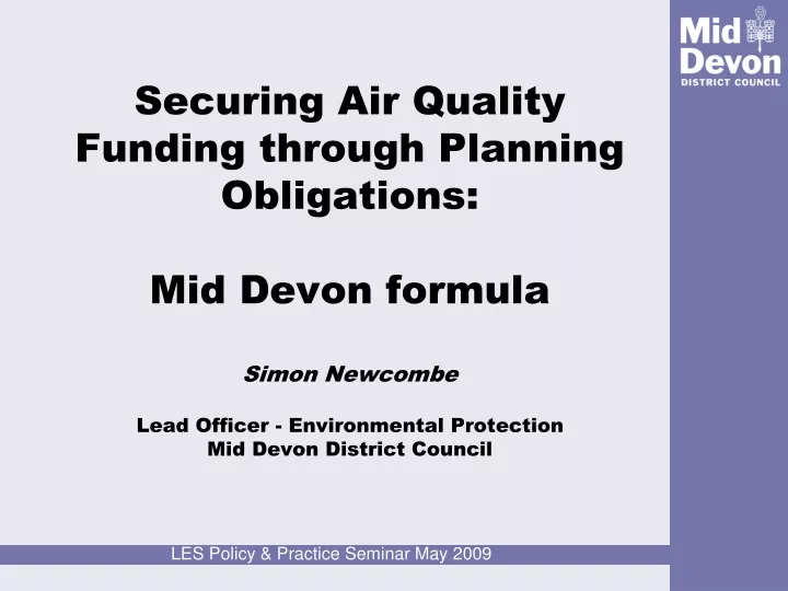 securing air quality funding through planning