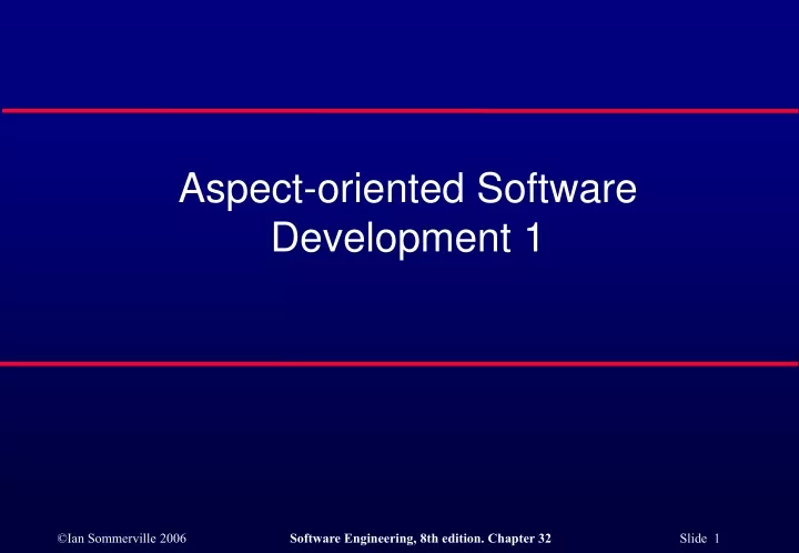 aspect oriented software development 1