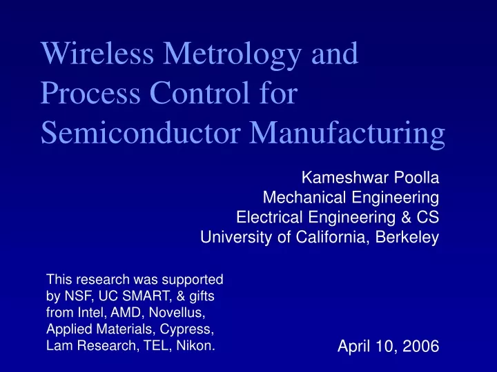 wireless metrology and process control for semiconductor manufacturing