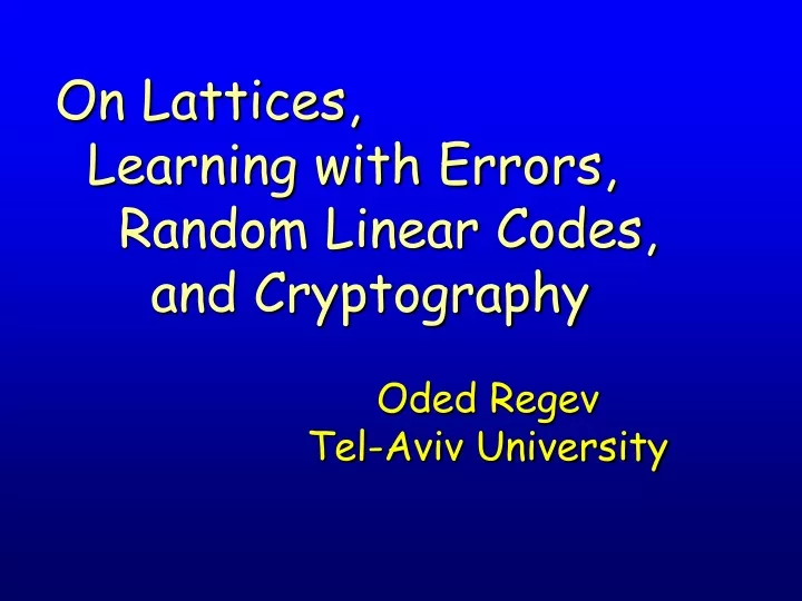 on lattices learning with errors random linear