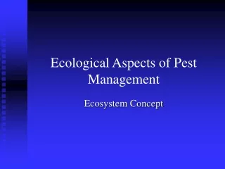 Ecological Aspects of Pest Management