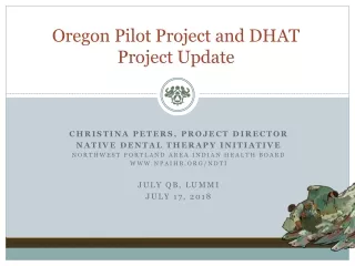 Oregon Pilot Project and DHAT Project Update
