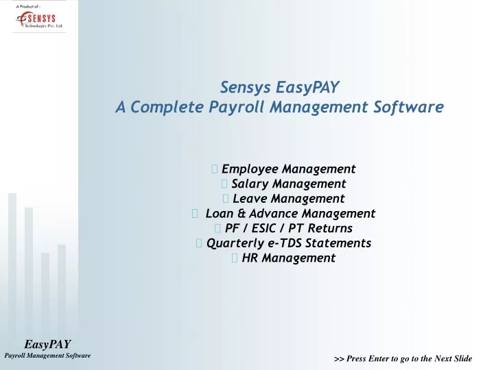 sensys easypay a complete payroll management software