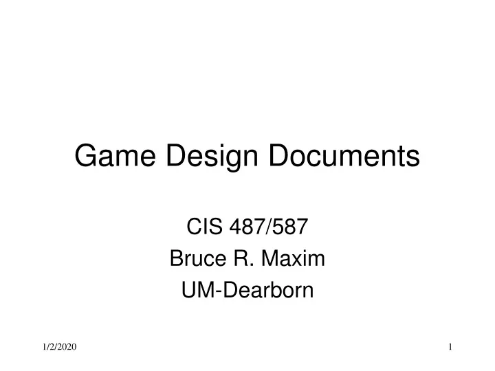 game design documents