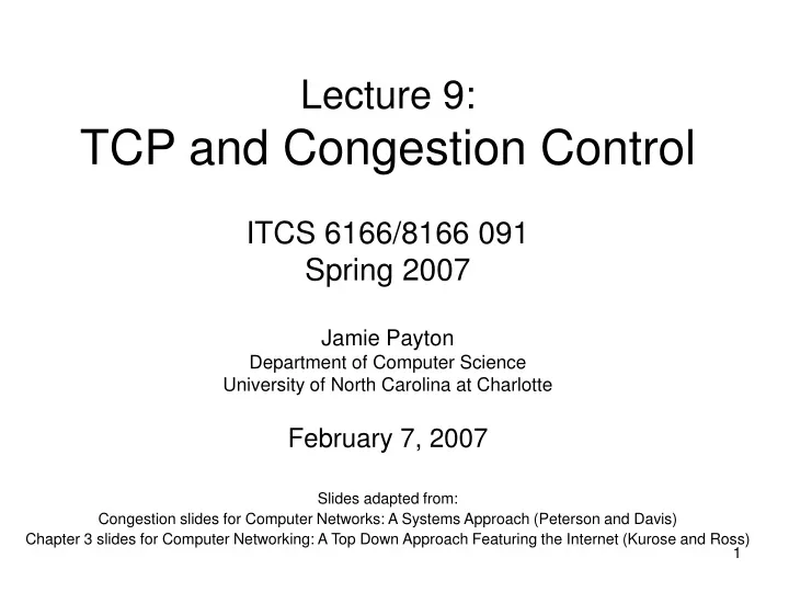 lecture 9 tcp and congestion control