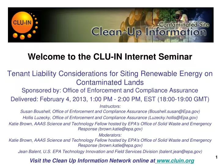 welcome to the clu in internet seminar